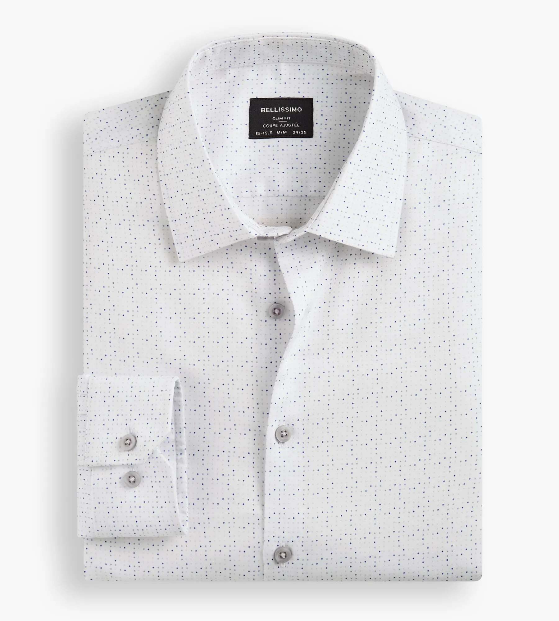 Bellissimo Dress Shirts*Slim Fit Non- Iron Stretch Sateen Dress Shirt White
