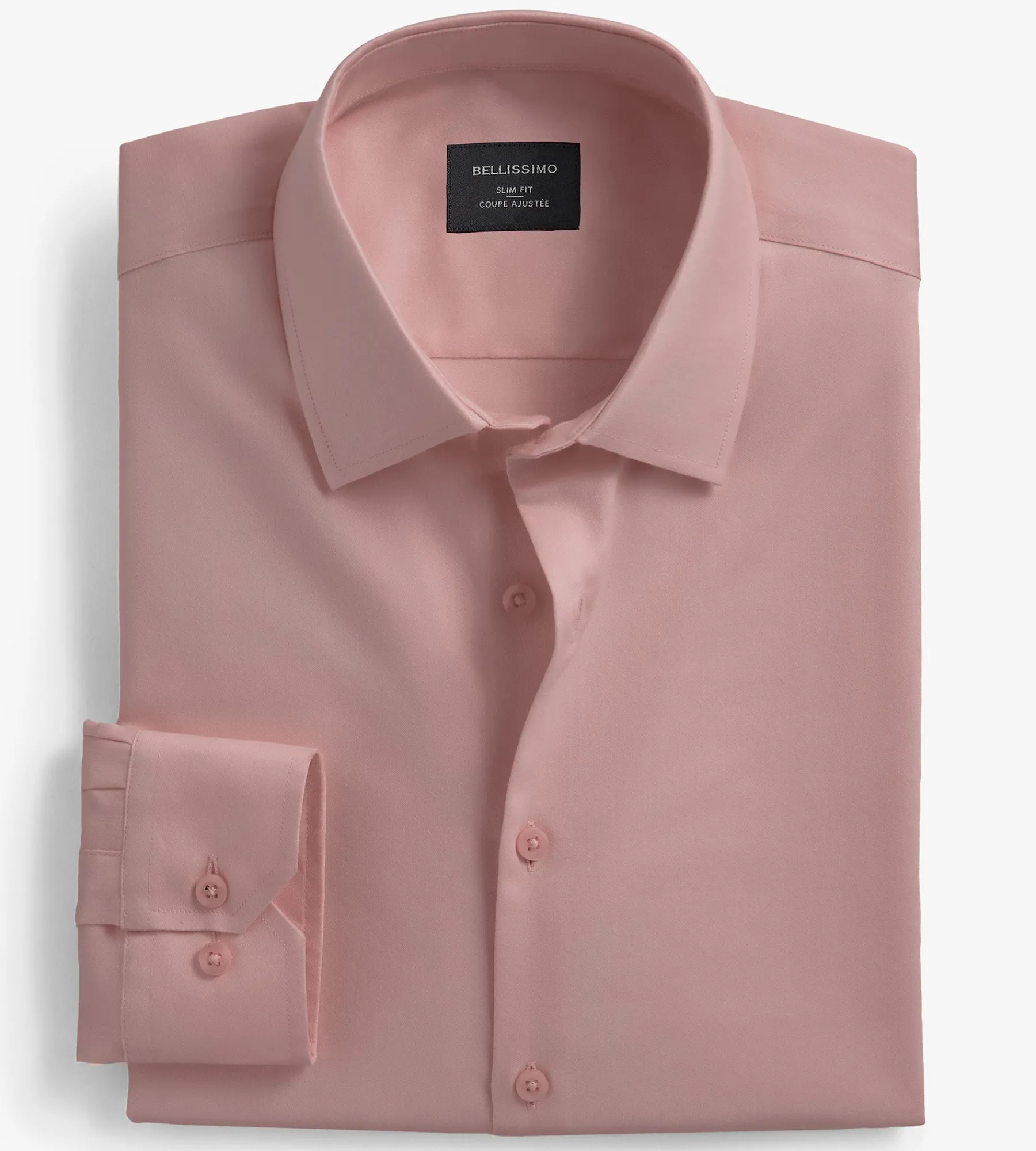 Bellissimo Dress Shirts*Slim Fit Non- Iron Stretch Sateen Dress Shirt Dusty rose