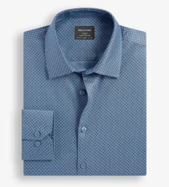 Bellissimo Dress Shirts*Slim Fit Non-Iron Printed Sateen Dress Shirt Oxford blue