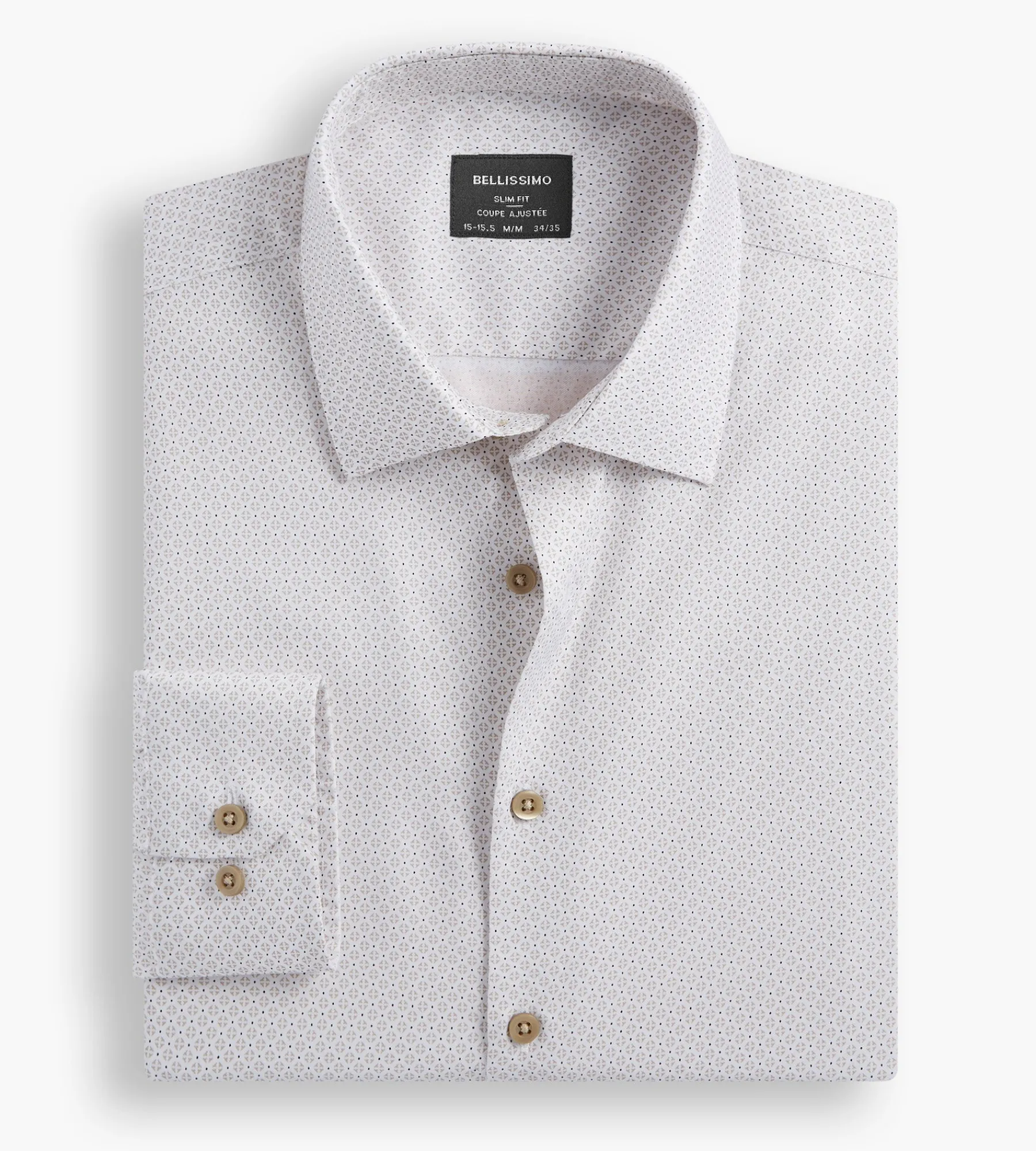 Bellissimo Dress Shirts*Slim Fit Non-Iron Printed Sateen Dress Shirt Light brown