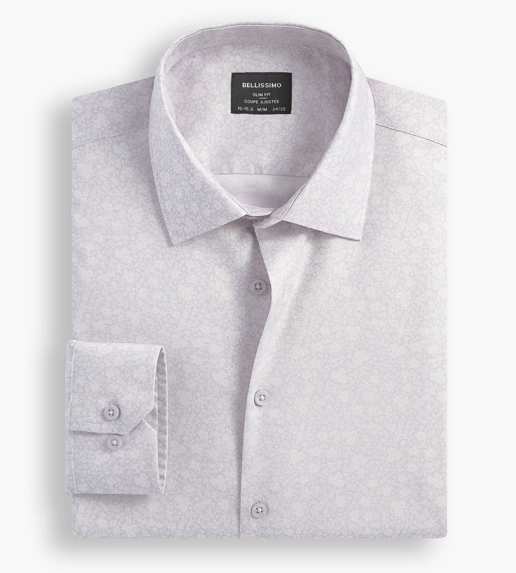 Bellissimo Dress Shirts*Slim Fit Non-Iron Printed Sateen Dress Shirt Pale purple