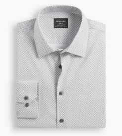 Bellissimo Dress Shirts*Slim Fit Non-Iron Printed Sateen Dress Shirt White