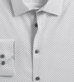Bellissimo Dress Shirts*Slim Fit Non-Iron Printed Sateen Dress Shirt White