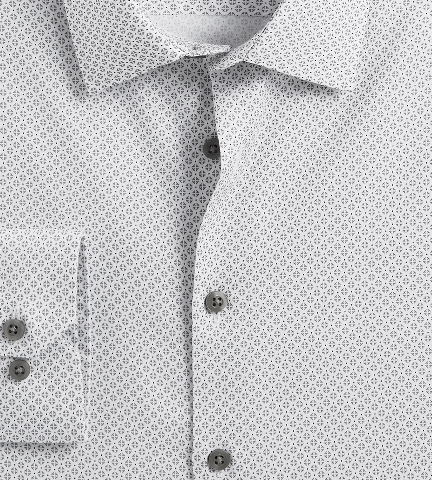 Bellissimo Dress Shirts*Slim Fit Non-Iron Printed Sateen Dress Shirt White