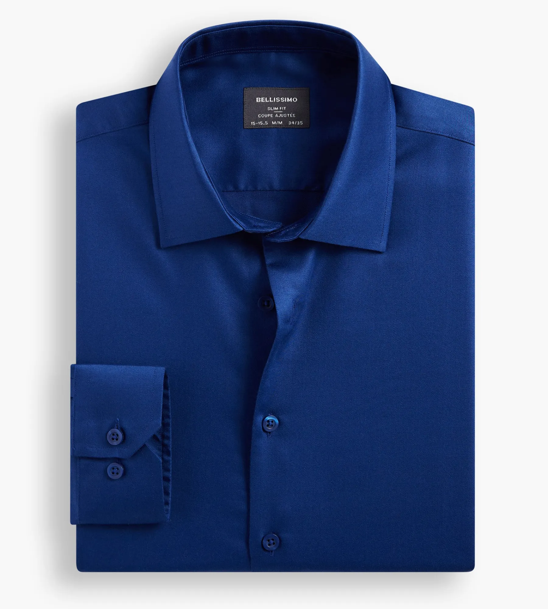 Bellissimo Dress Shirts*Slim Fit Non-Iron Sateen Dress Shirt Cobalt