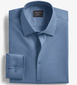 Bellissimo Dress Shirts*Slim Fit Non-Iron Sateen Dress Shirt Oxford blue