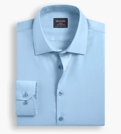 Bellissimo Dress Shirts*Slim Fit Non-Iron Sateen Dress Shirt Blue