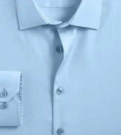 Bellissimo Dress Shirts*Slim Fit Non-Iron Sateen Dress Shirt Blue