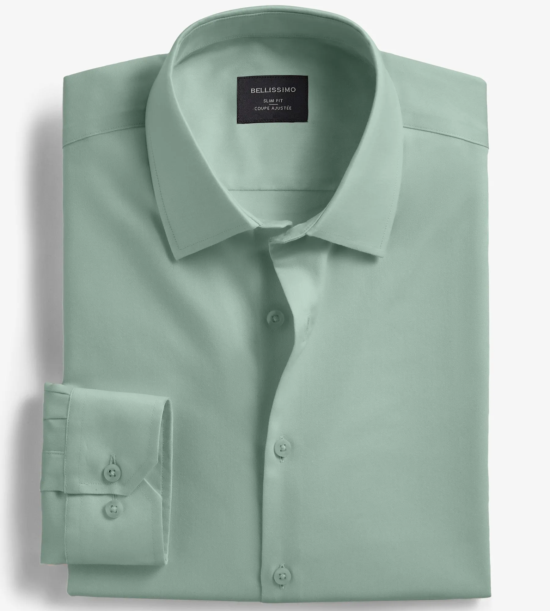 Bellissimo Dress Shirts*Slim Fit Non-Iron Sateen Dress Shirt Light green