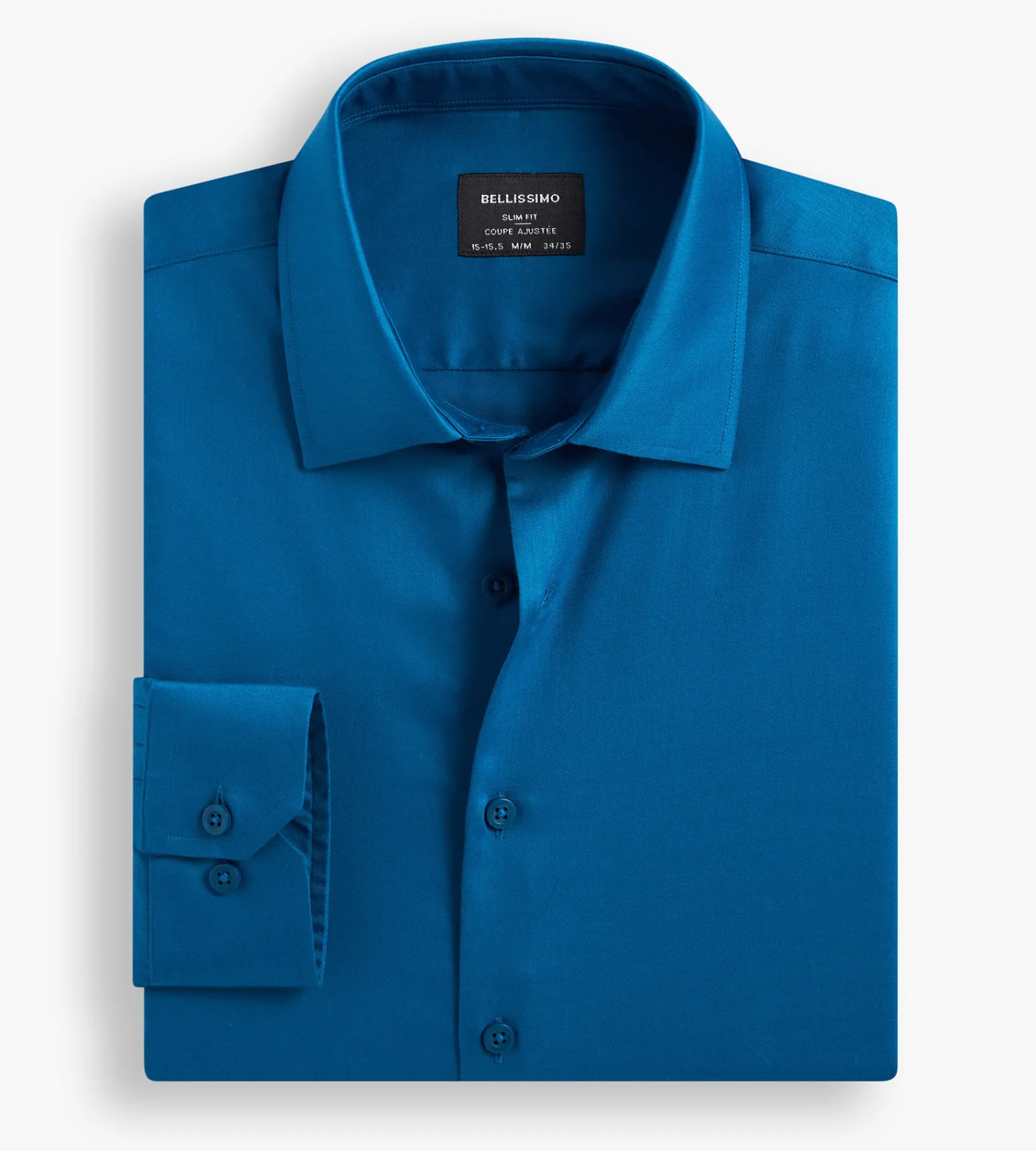 Bellissimo Dress Shirts*Slim Fit Non-Iron Sateen Dress Shirt Bright blue