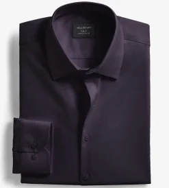 Bellissimo Dress Shirts*Slim Fit Non-Iron Sateen Dress Shirt Deep purple