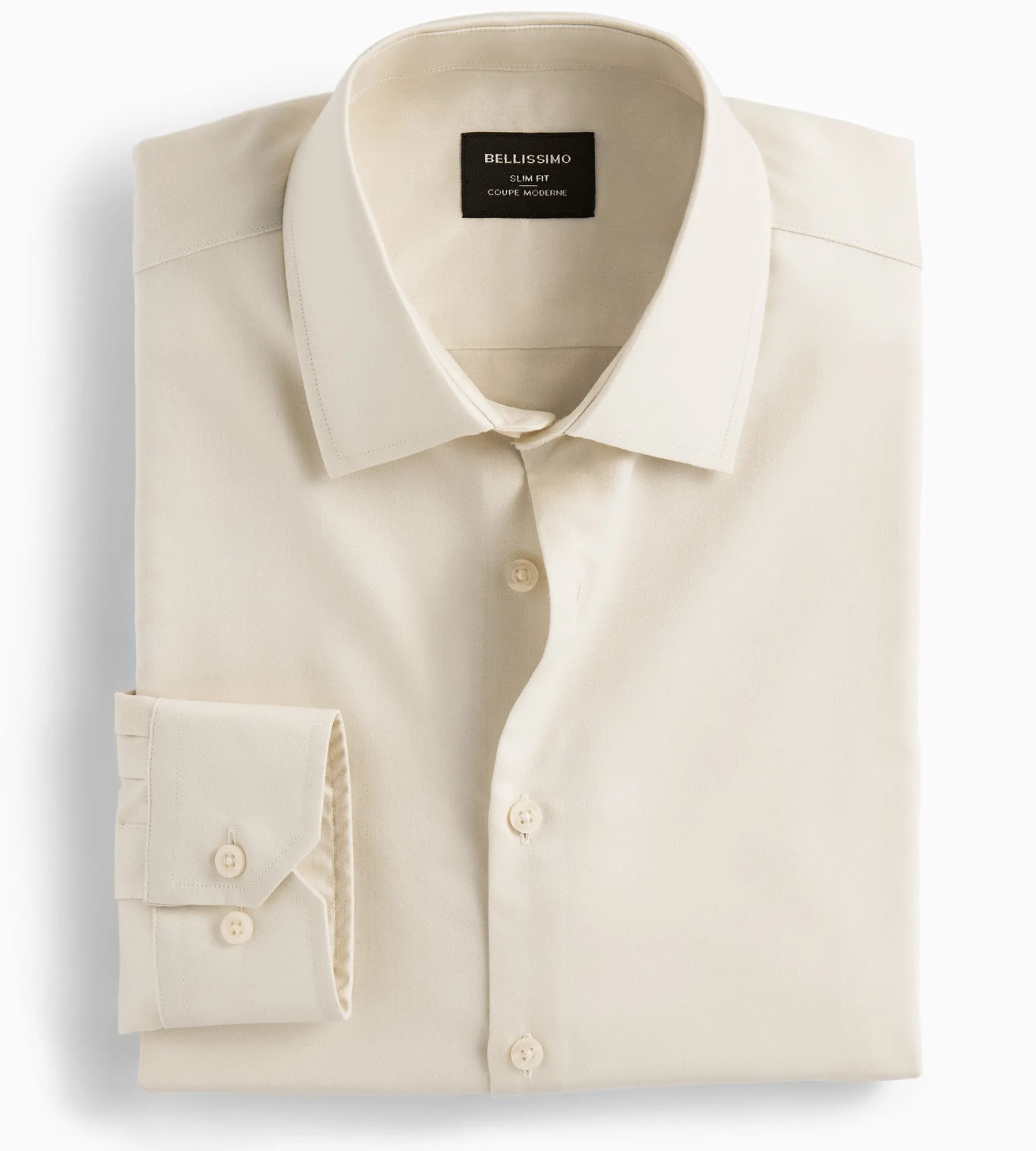 Bellissimo Dress Shirts*Slim Fit Non-Iron Sateen Dress Shirt Ivory