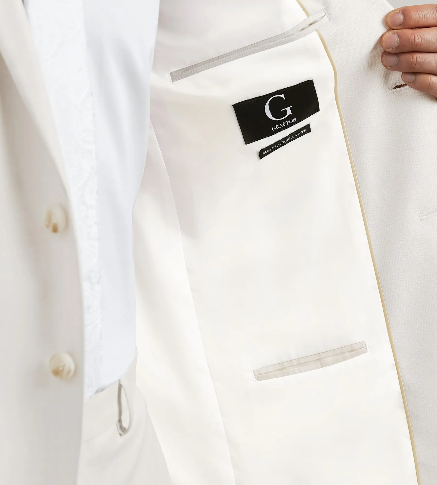 G Grafton Suit Separates*Slim Fit Off White Solid Suit