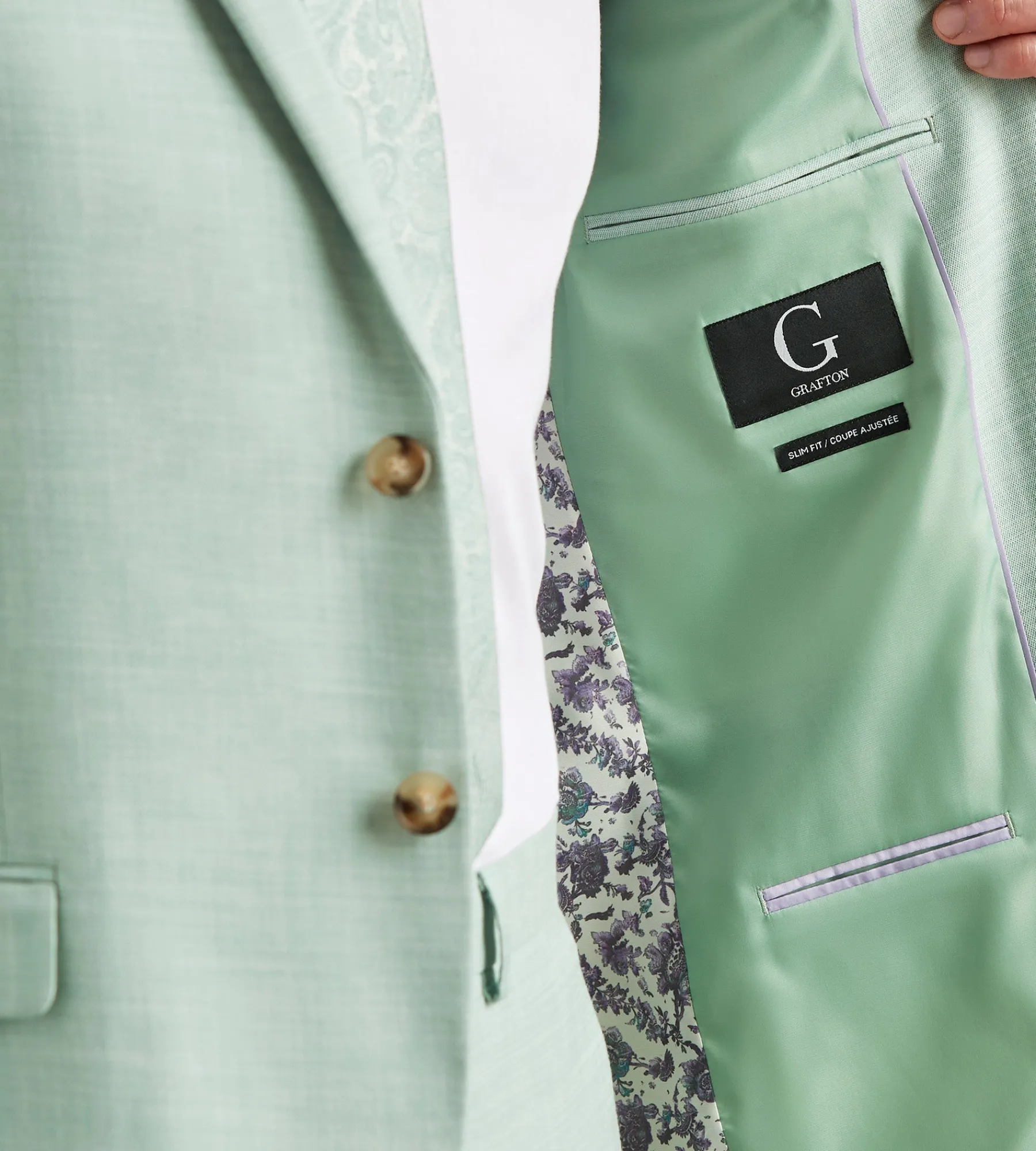 G Grafton Suit Separates*Slim Fit Pale Green Solid Suit