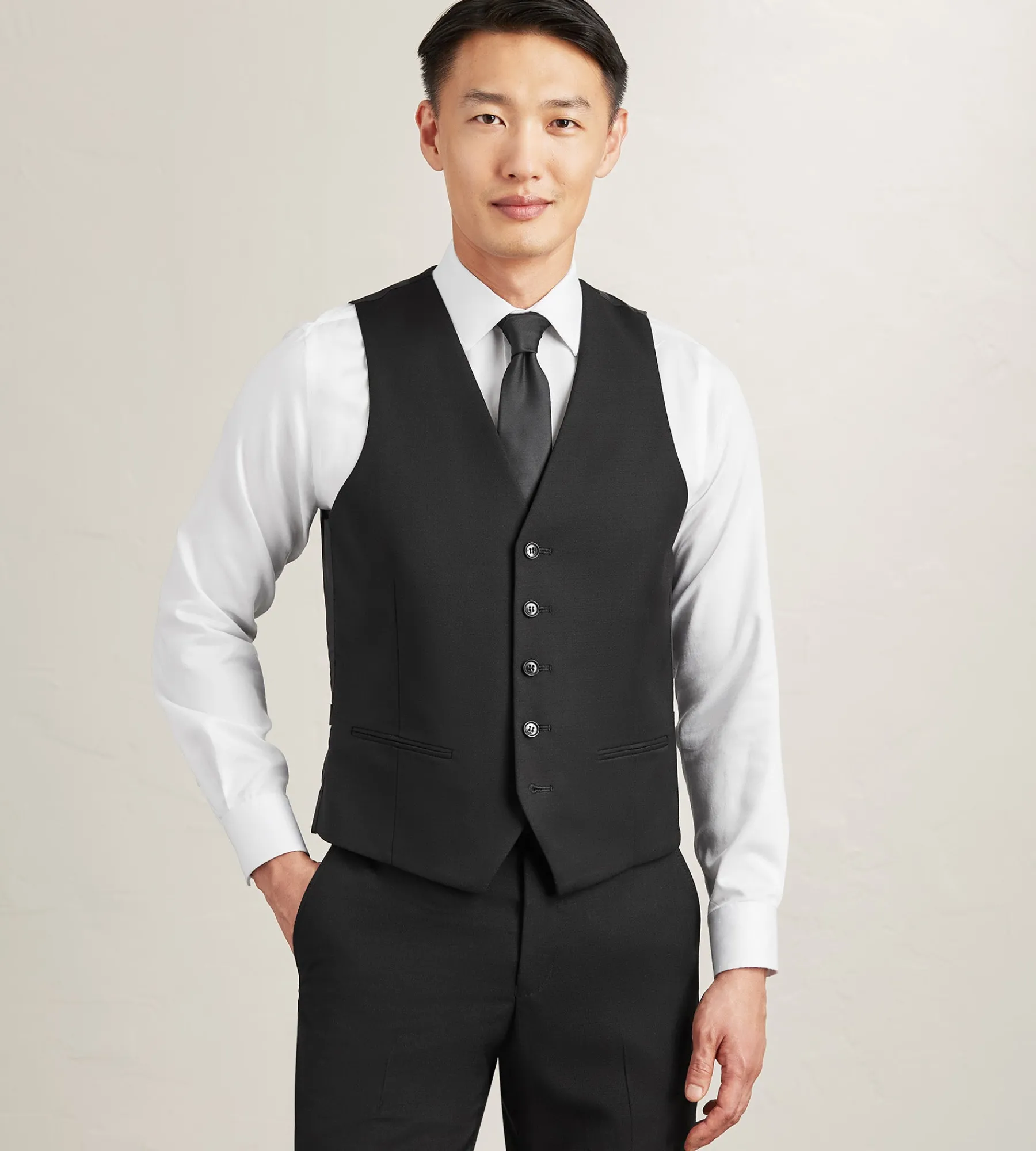 G Grafton Vests*Solid Suit Vest Black