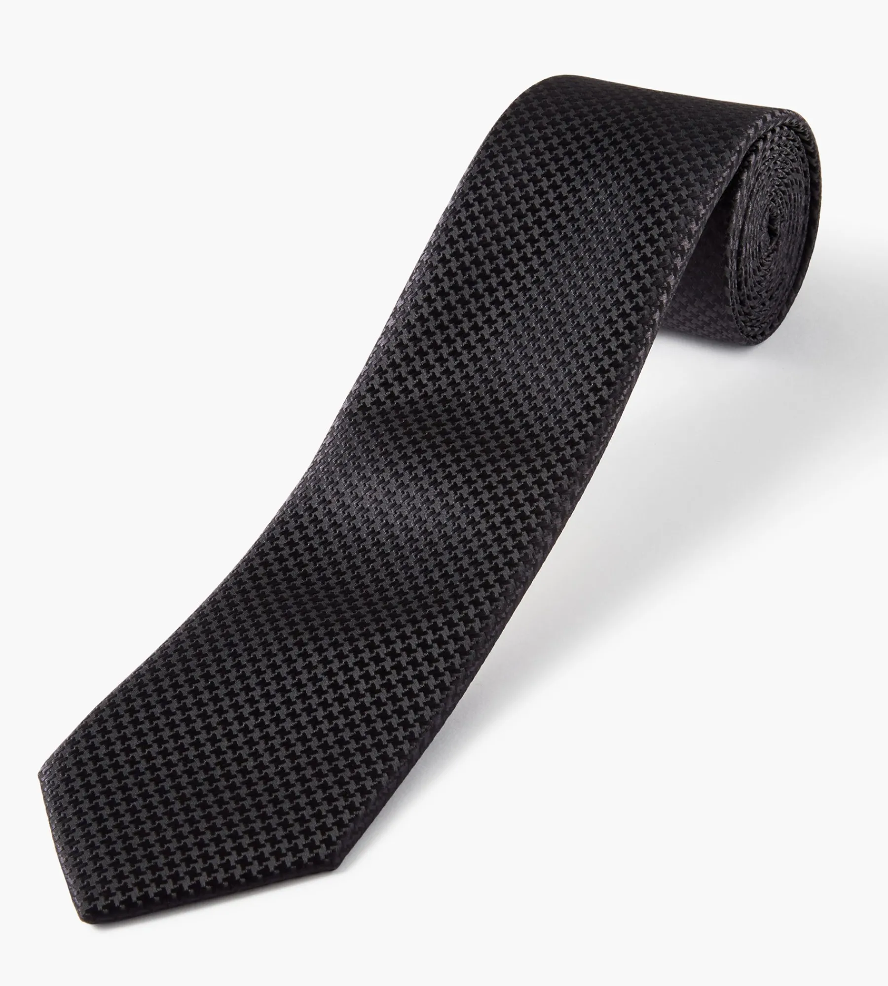 Bellissimo Ties*Tonal Houndsthooth Tie Black