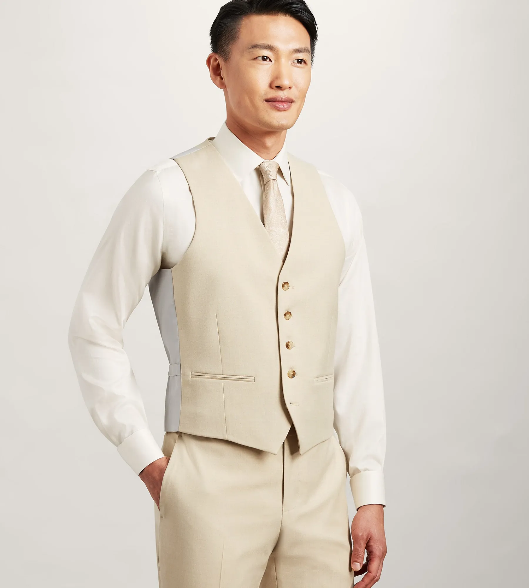 G Grafton Vests*Solid Suit Vest Wheat